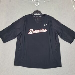 Nike Baseball Beaverton Mens XXL Black V-Neck Short Sleeve Pullover Windshirt
